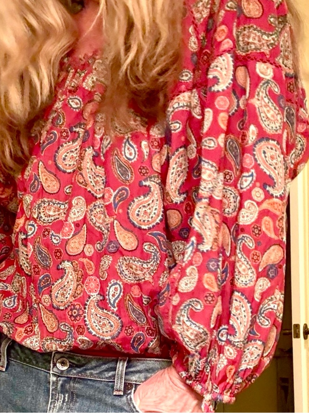 Free People Red Paisley Bodysuit